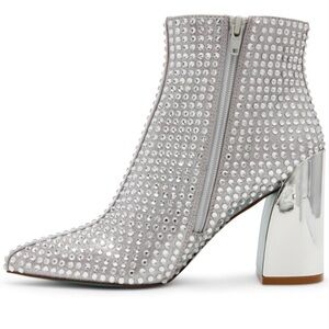 betsy johnson womens colby rhinestone booties silver 6m